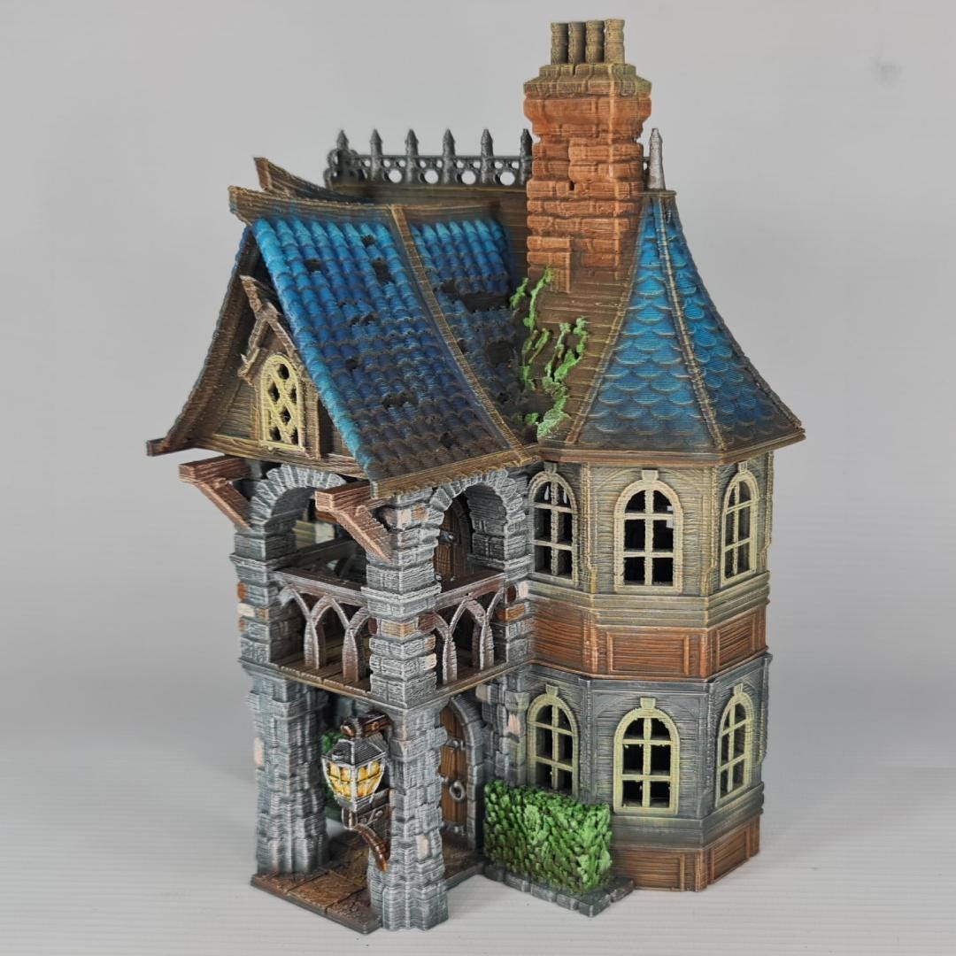 Cherrybrook Manor - Medieval Manor House Terrain - Multi-Level 28mm Fantasy Terrain with Playable Interior - Sigmarite Boutique