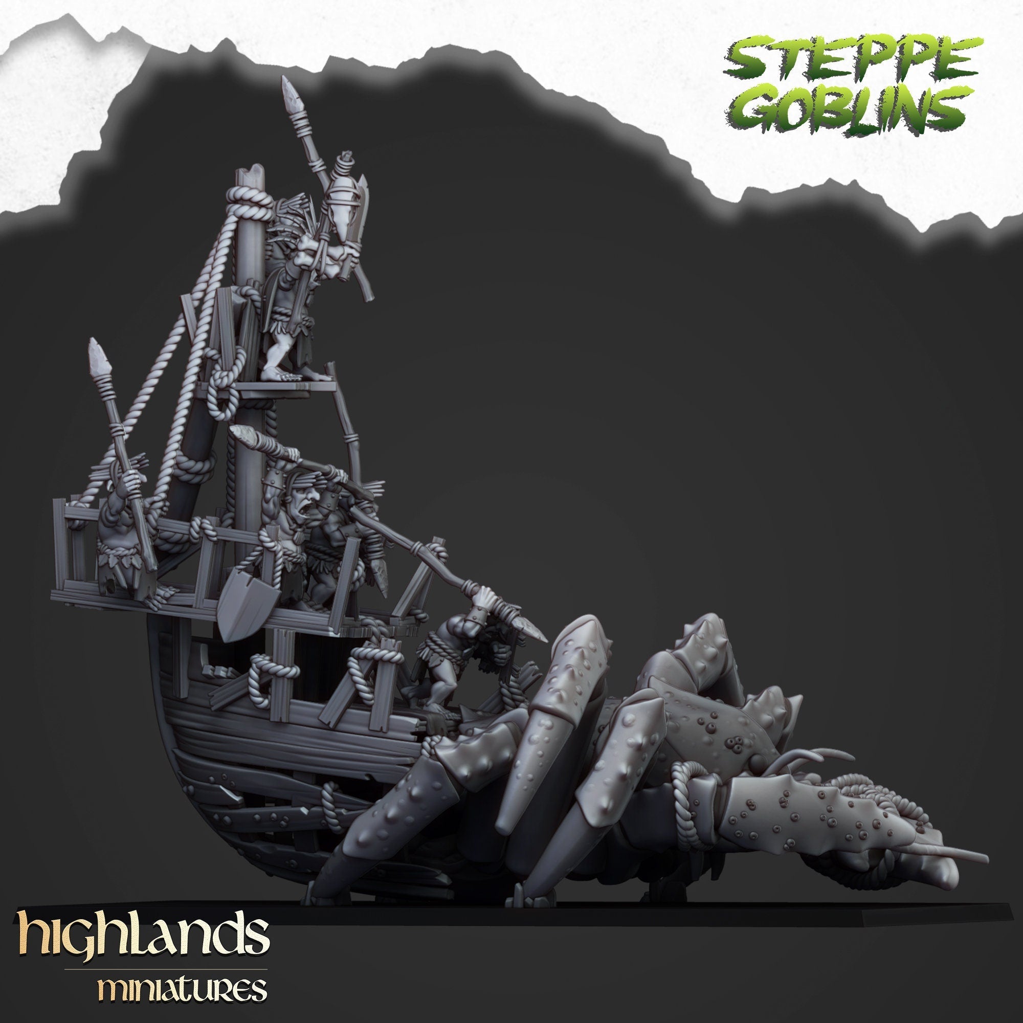 Coastal Goblins on Giant Crab - Highlands Miniatures - Sigmarite Boutique