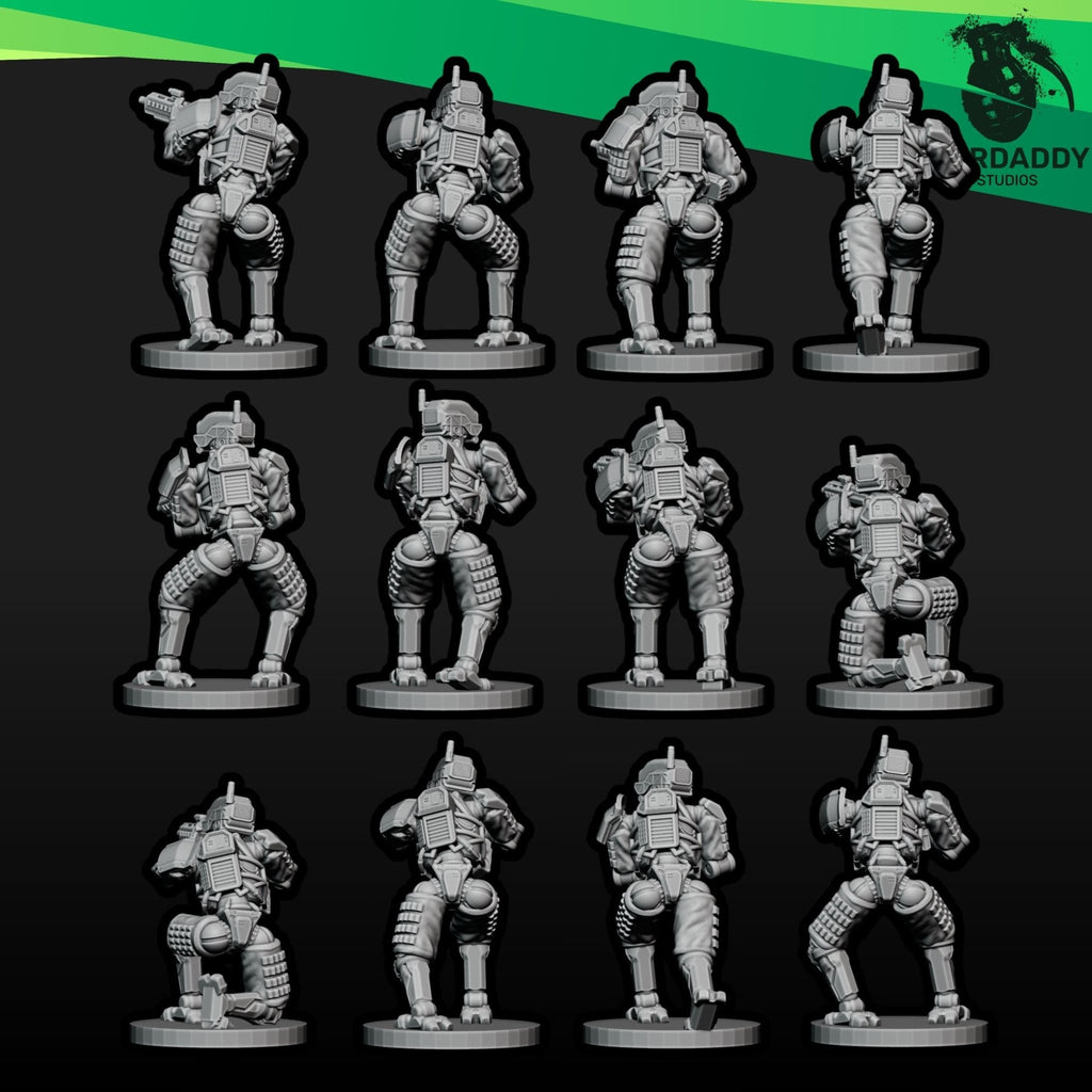 Combat Bots - 10mm, 15mm or 28mm Sci-Fi Miniatures Robot Infantry Squad or Platoon - Wardaddy Studios - Sigmarite Boutique