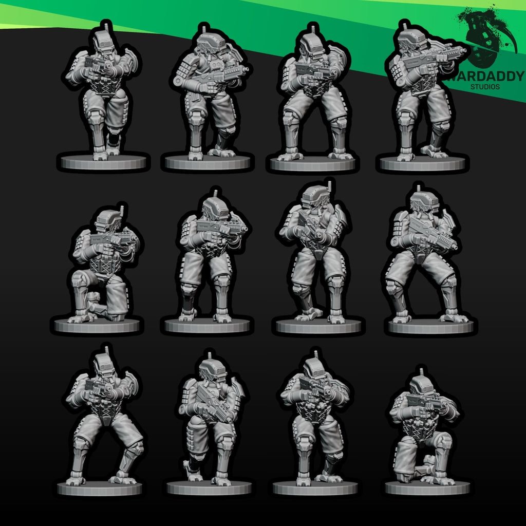Combat Bots - 10mm, 15mm or 28mm Sci-Fi Miniatures Robot Infantry Squad or Platoon - Wardaddy Studios - Sigmarite Boutique