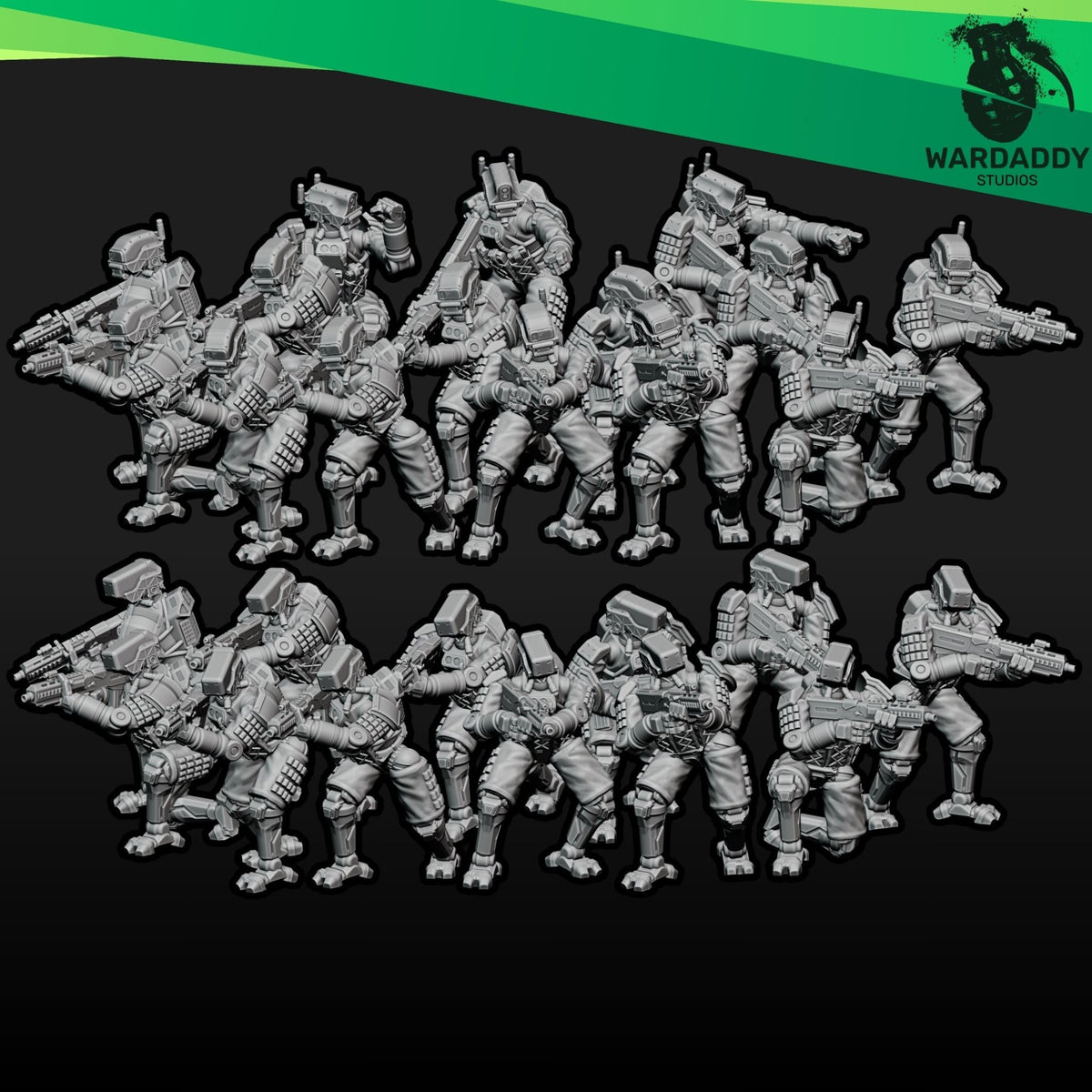 Combat Bots - 10mm, 15mm or 28mm Sci-Fi Miniatures Robot Infantry Squad or Platoon - Wardaddy Studios - Sigmarite Boutique