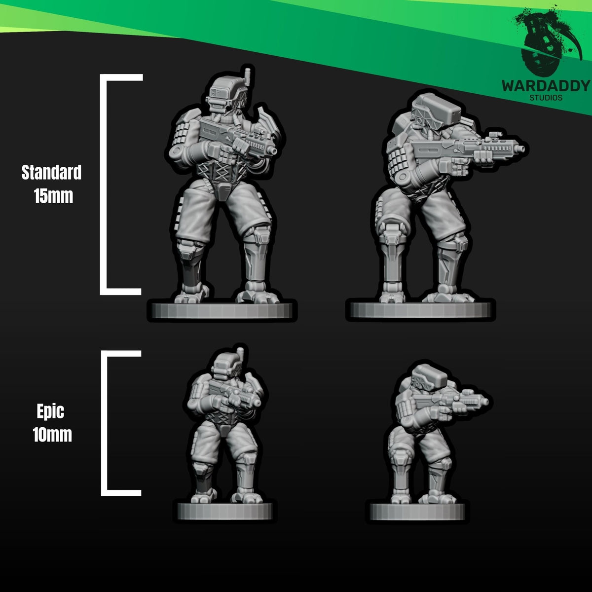 Combat Bots - 10mm, 15mm or 28mm Sci-Fi Miniatures Robot Infantry Squad or Platoon - Wardaddy Studios - Sigmarite Boutique