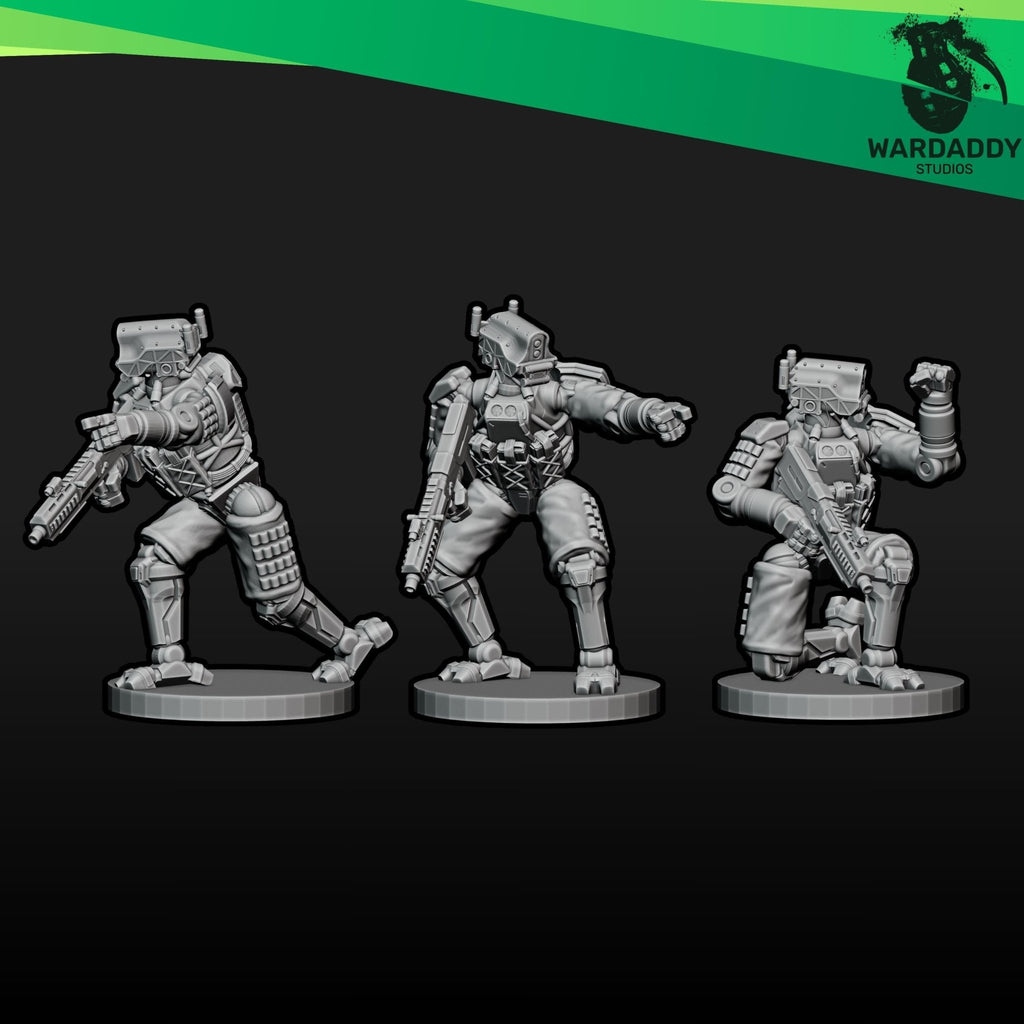 Combat Bots - 10mm, 15mm or 28mm Sci-Fi Miniatures Robot Infantry Squad or Platoon - Wardaddy Studios - Sigmarite Boutique