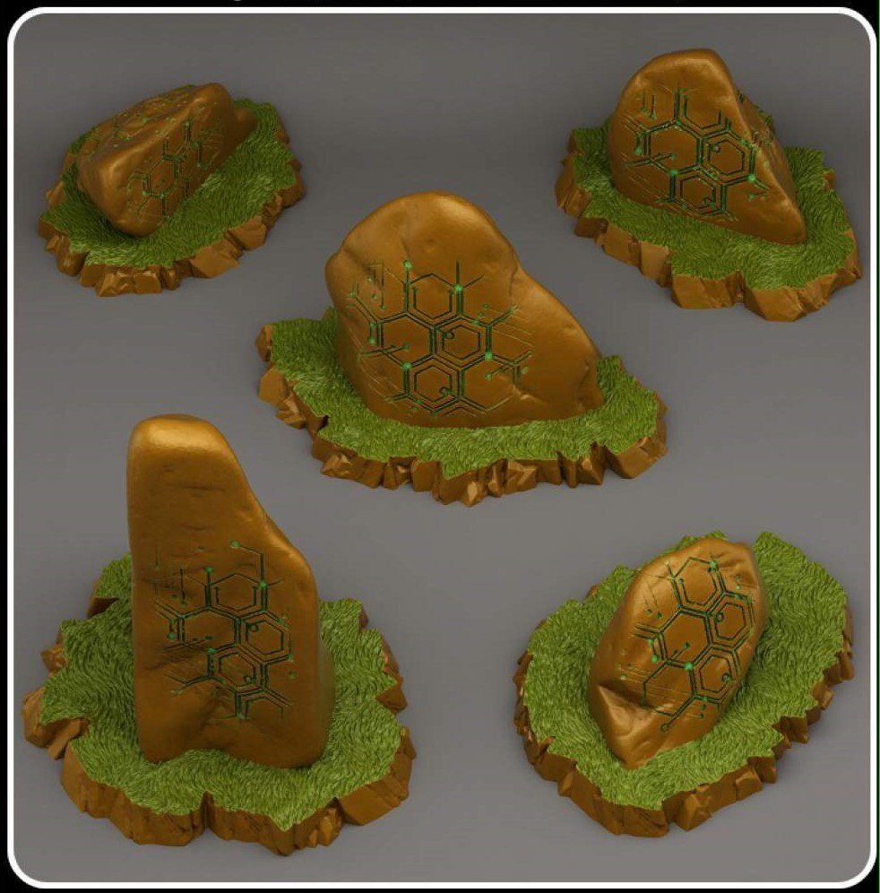 Cybernetic Stones - Fantastic Plants and Rocks - Print Your Monsters - Sigmarite Boutique