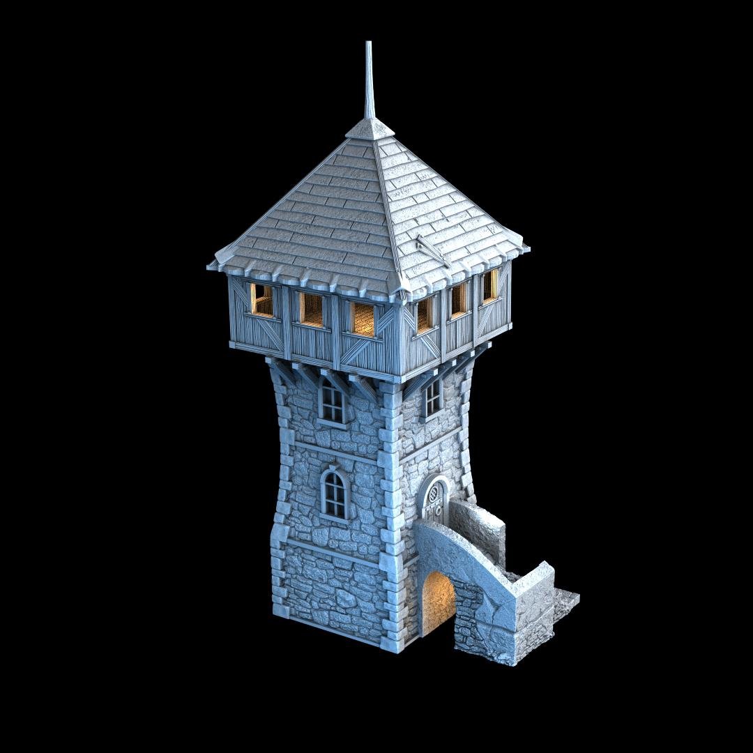 Defense Tower - Multi-Level 28mm Tabletop Terrain with Playable Interior - Sigmarite Boutique