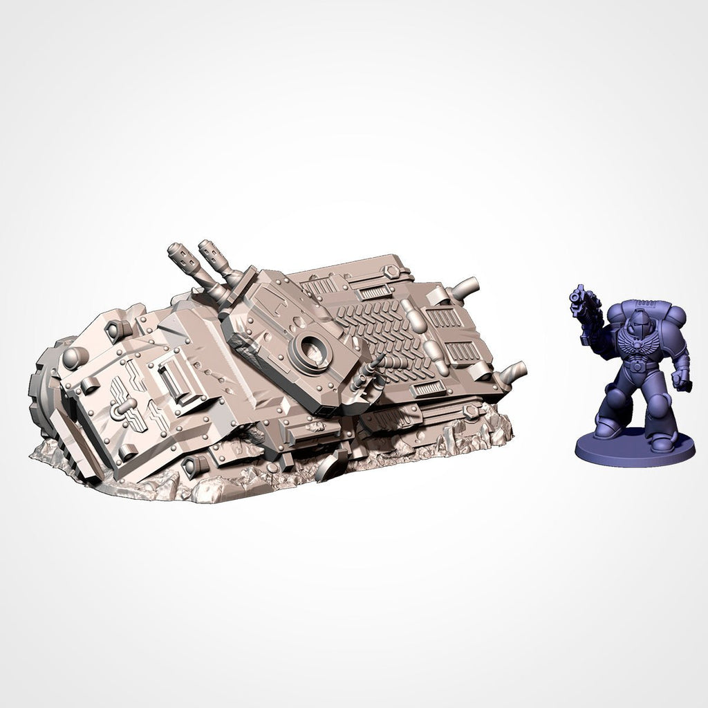 Destroyed Vehicles - Sci-Fi Battlefield Wreckage Terrain - Txarli Factory - Sigmarite Boutique