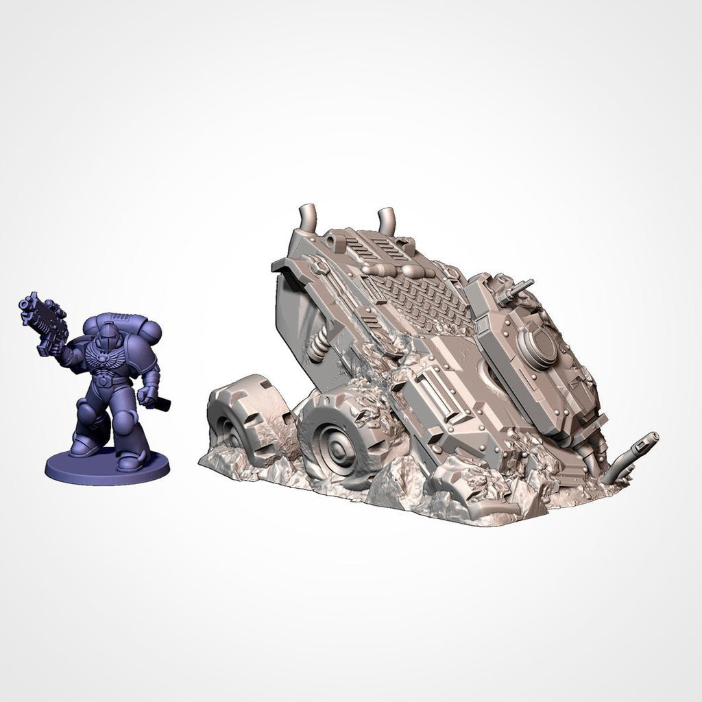 Destroyed Vehicles - Sci-Fi Battlefield Wreckage Terrain - Txarli Factory - Sigmarite Boutique