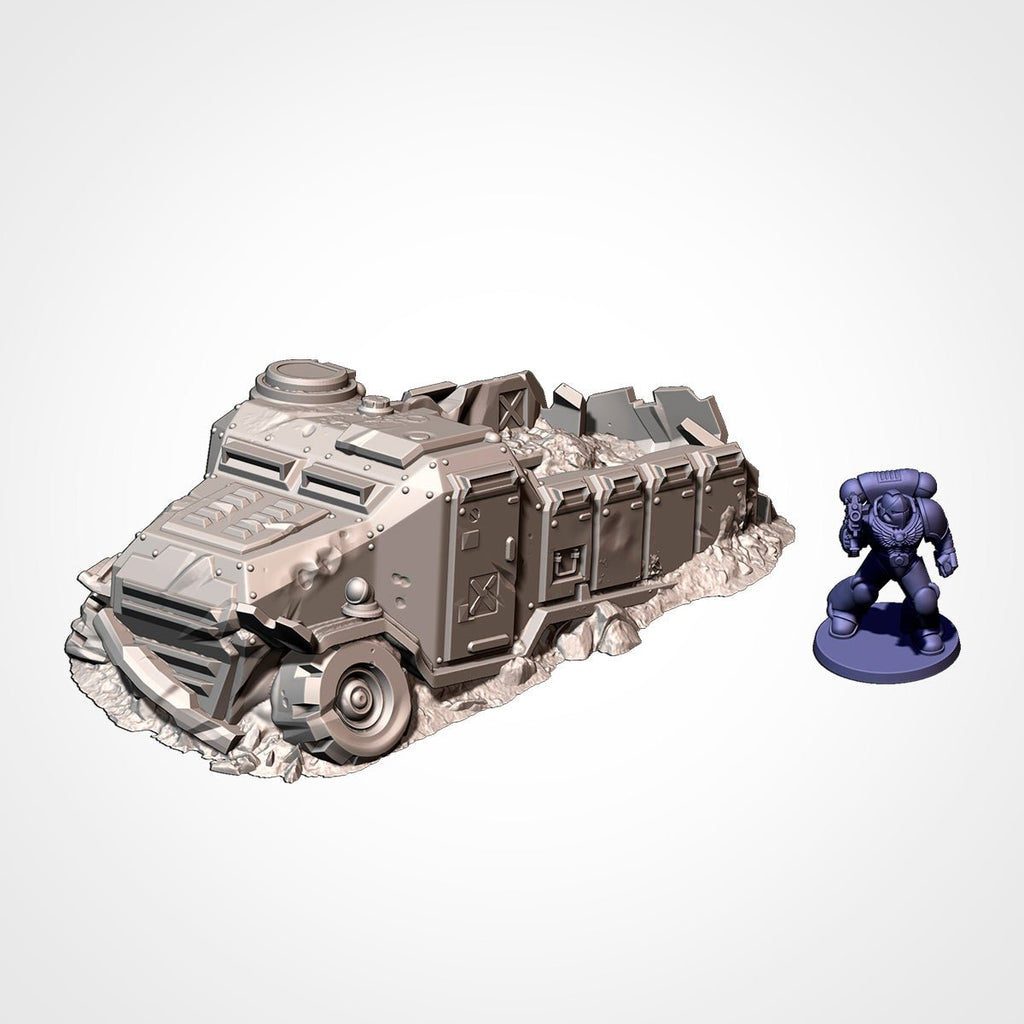 Destroyed Vehicles - Sci-Fi Battlefield Wreckage Terrain - Txarli Factory - Sigmarite Boutique