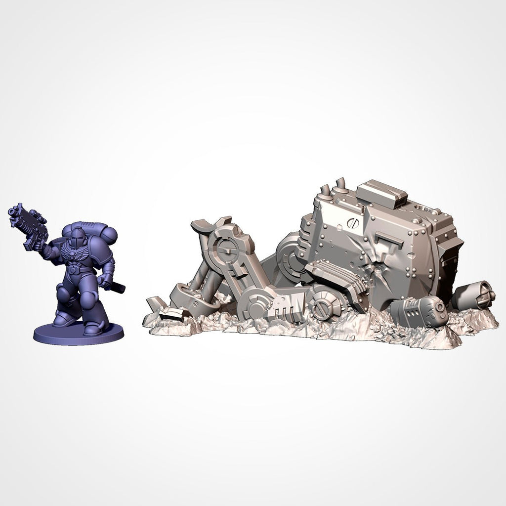 Destroyed Vehicles - Sci-Fi Battlefield Wreckage Terrain - Txarli Factory - Sigmarite Boutique