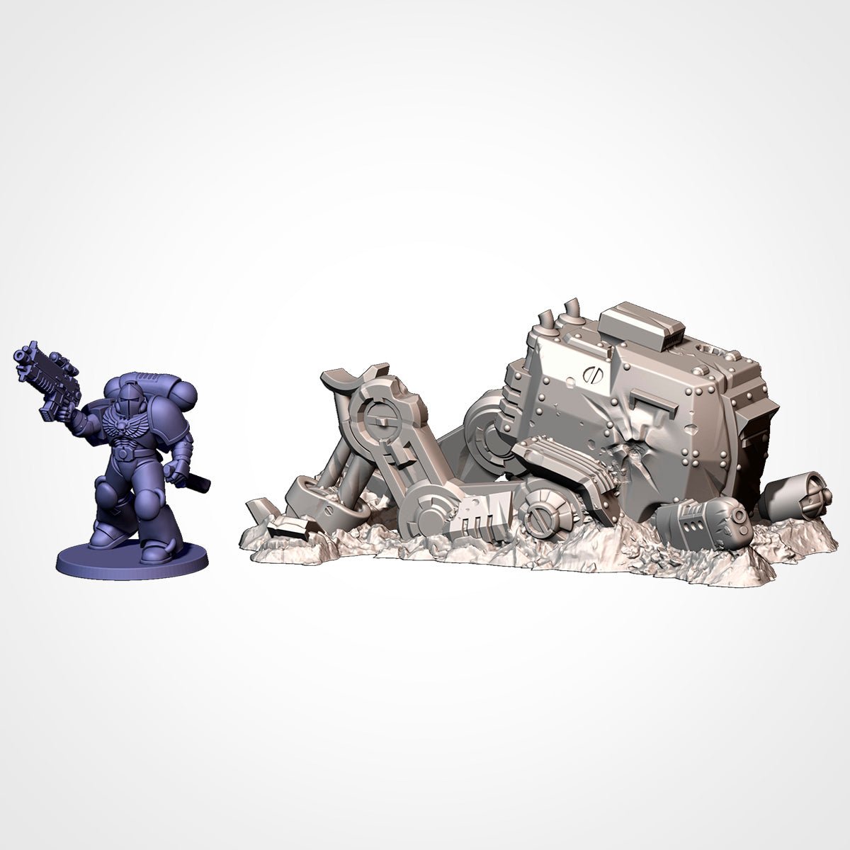 Destroyed Vehicles - Sci-Fi Battlefield Wreckage Terrain - Txarli Factory - Sigmarite Boutique