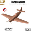 Dewoitine D.520 Fighter Aircraft - WWII French Fighter Plane - 3D Printed Resin Miniatures in 6mm, 10mm, 15mm, and 20mm Scale - Eskice - Sigmarite Boutique