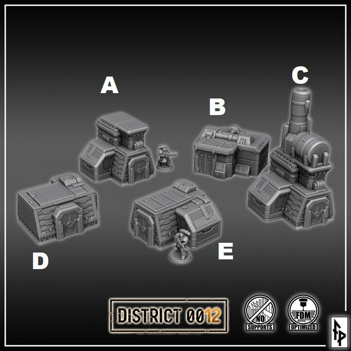 District 0012 - Control Stations - SciFi Terrain - 3D Printed PLA Plastic - Sigmarite Boutique