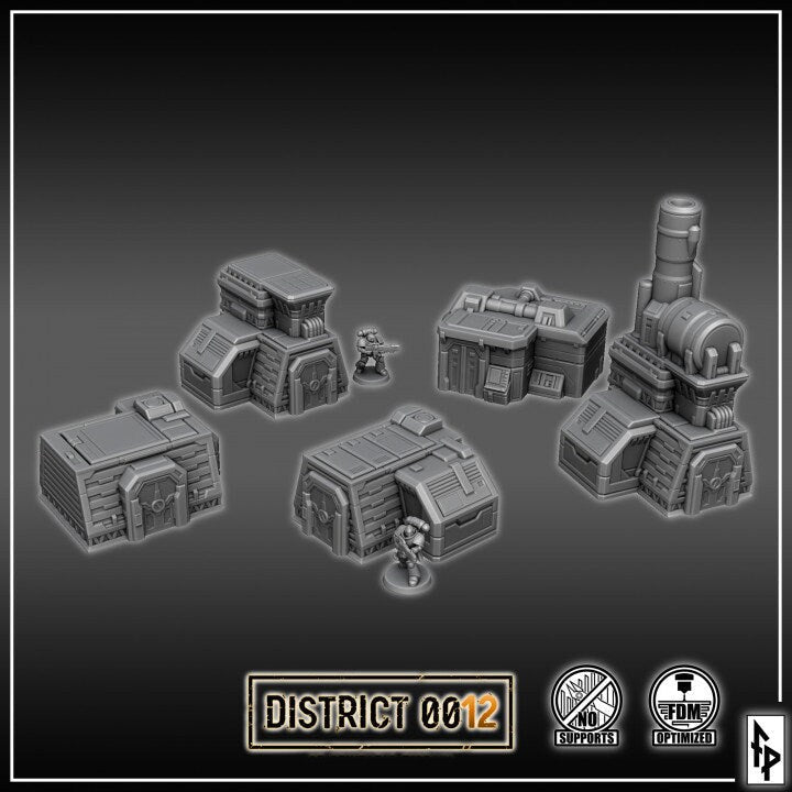 District 0012 - Control Stations - SciFi Terrain - 3D Printed PLA Plastic - Sigmarite Boutique