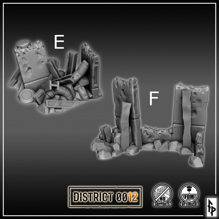 District 0012 - Debris Piles - SciFi Terrain - 3D Printed PLA Plastic - Sigmarite Boutique