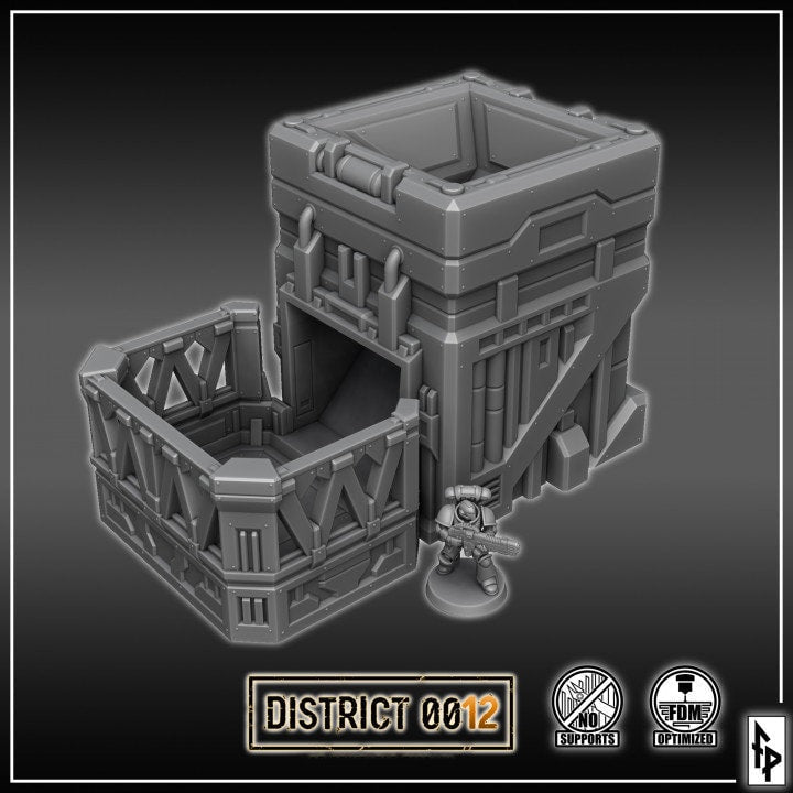 District 0012 - Dice Tower - SciFi Terrain - 3D Printed PLA Plastic - Sigmarite Boutique