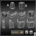 District 0012 - Doors and Rooftop Props - SciFi Terrain - 3D Printed PLA Plastic - Sigmarite Boutique