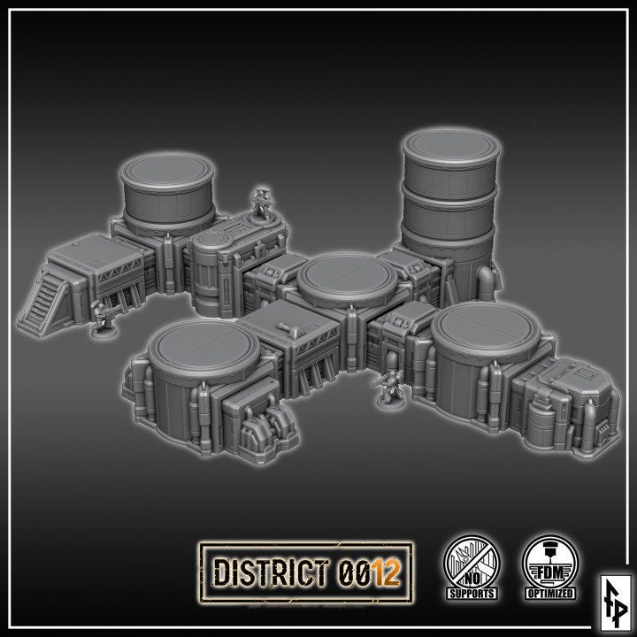 District 0012 - Filtration Plant - SciFi Terrain - 3D Printed PLA Plastic - Sigmarite Boutique