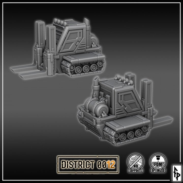 District 0012 - Forklift - SciFi Terrain - 3D Printed PLA Plastic - Sigmarite Boutique