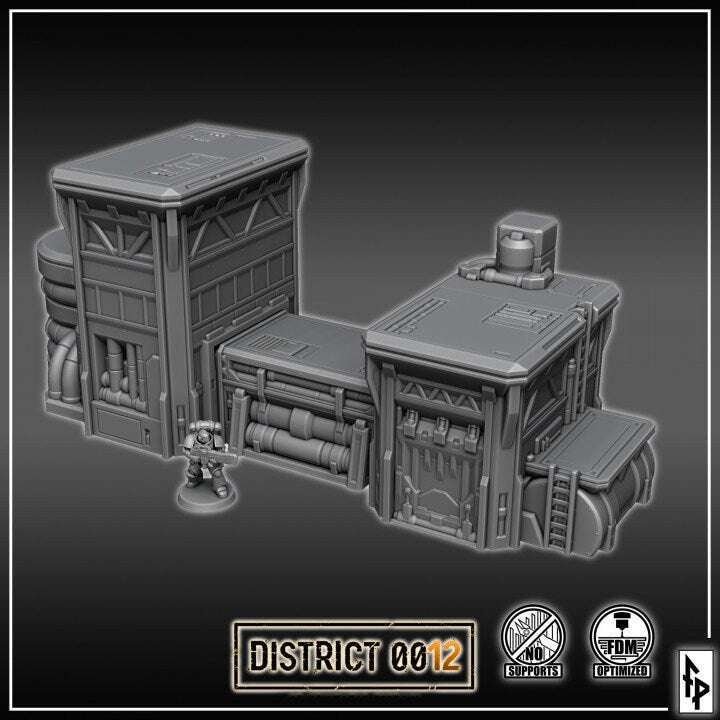 District 0012 - Fuel Loading Station - SciFi Terrain - 3D Printed PLA Plastic - Sigmarite Boutique