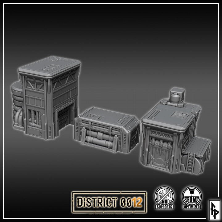 District 0012 - Fuel Loading Station - SciFi Terrain - 3D Printed PLA Plastic - Sigmarite Boutique