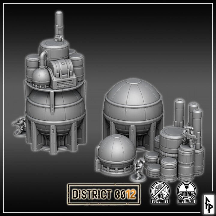 District 0012 - Fuel Reserves - SciFi Terrain - 3D Printed PLA Plastic - Sigmarite Boutique