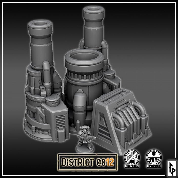 District 0012 - Furnace - SciFi Terrain - 3D Printed PLA Plastic - Sigmarite Boutique