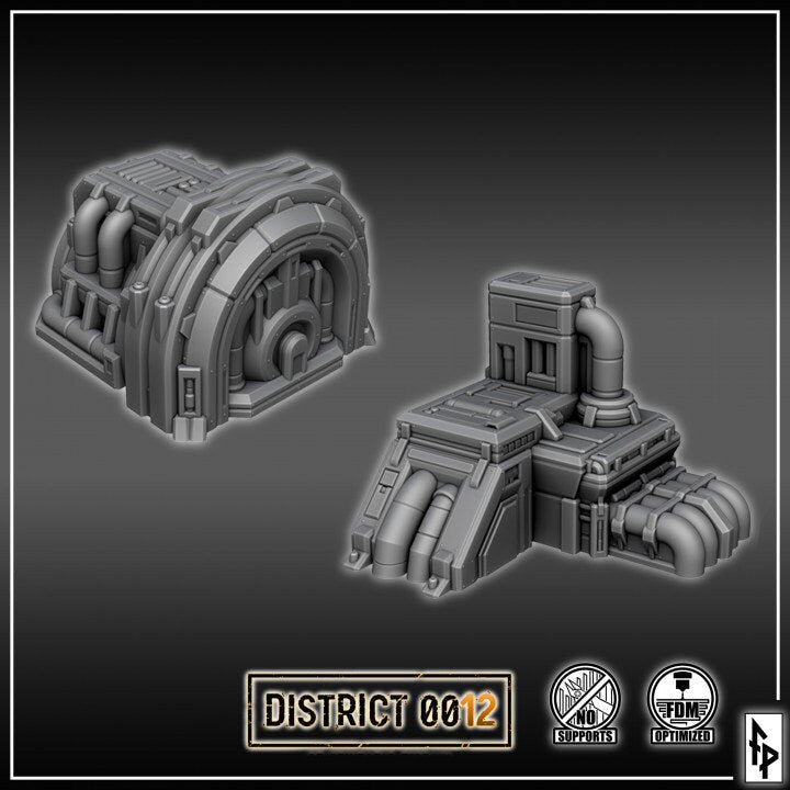 District 0012 - Generators - SciFi Terrain - 3D Printed PLA Plastic - Sigmarite Boutique