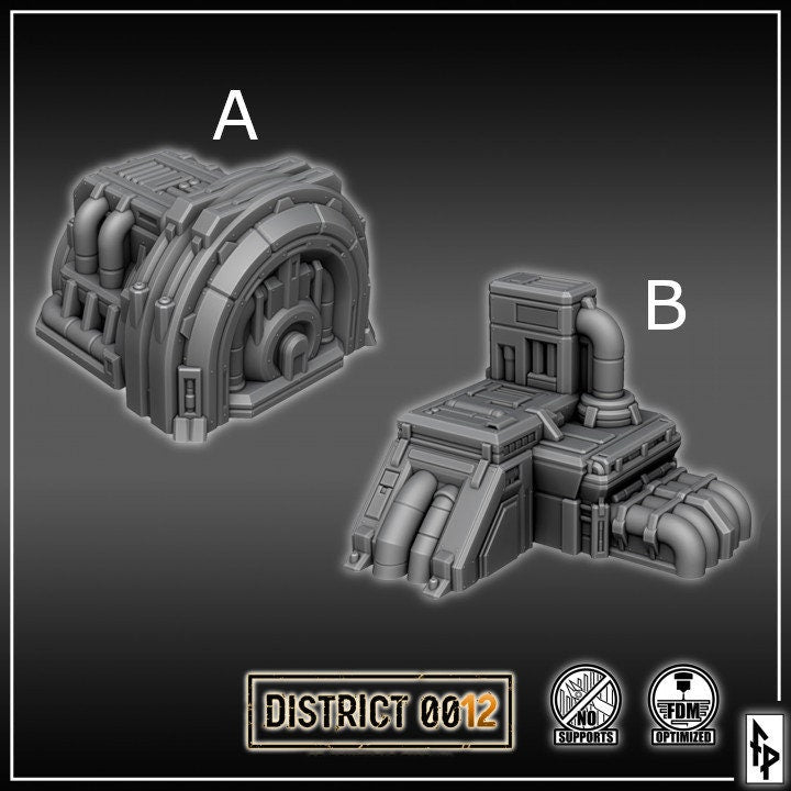 District 0012 - Generators - SciFi Terrain - 3D Printed PLA Plastic - Sigmarite Boutique