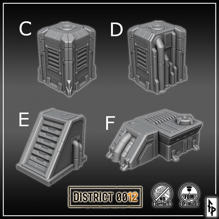 District 0012 - Generators - SciFi Terrain - 3D Printed PLA Plastic - Sigmarite Boutique