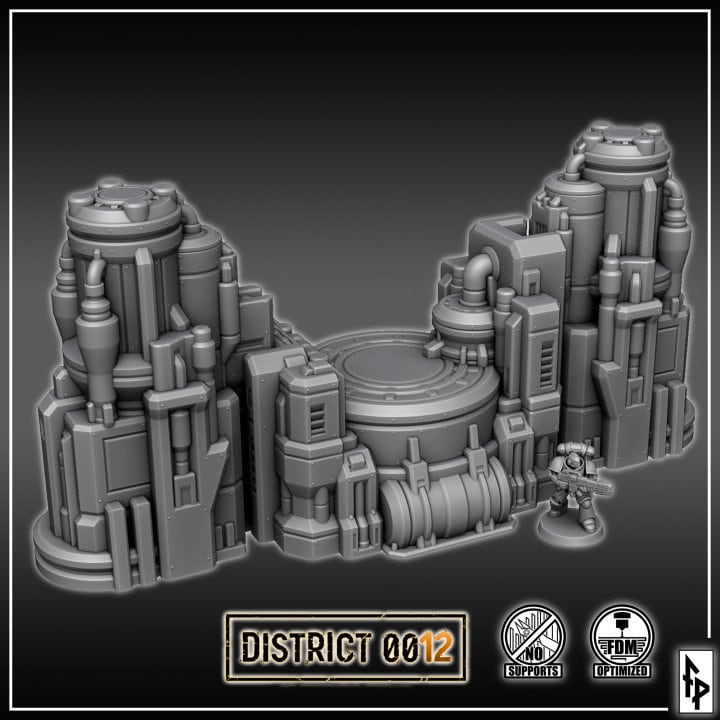 District 0012 - Nuclear Pump - SciFi Terrain - 3D Printed PLA Plastic - Sigmarite Boutique