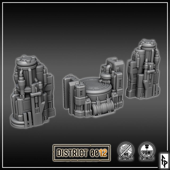 District 0012 - Nuclear Pump - SciFi Terrain - 3D Printed PLA Plastic - Sigmarite Boutique