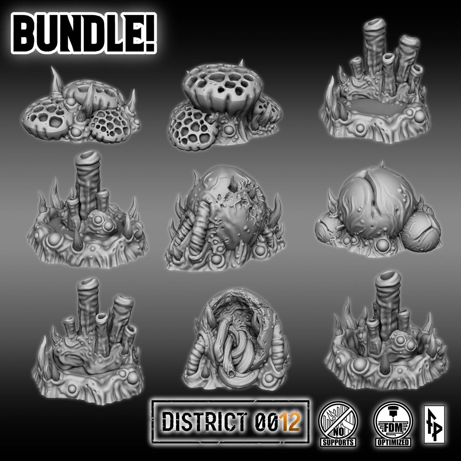 District 0012 - Parasites - SciFi Terrain - 3D Printed PLA Plastic - Sigmarite Boutique