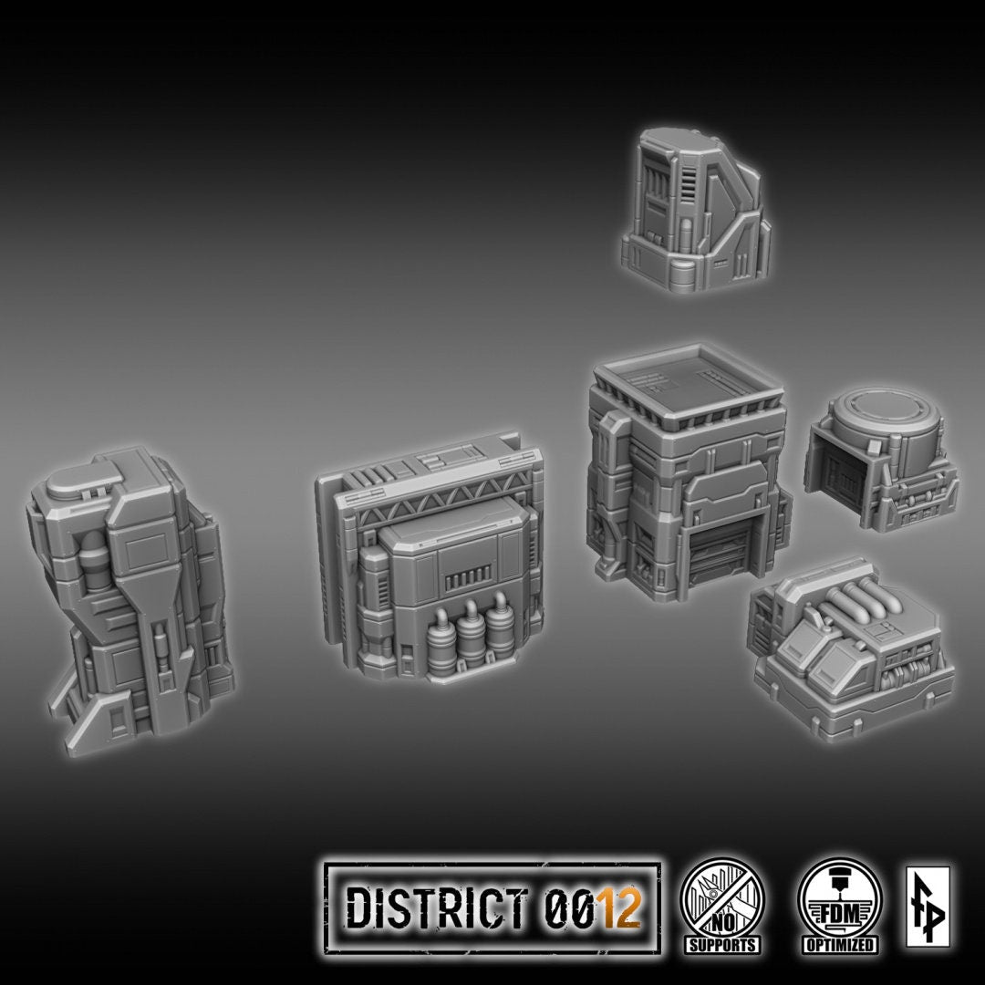 District 0012 - Power Plant - SciFi Terrain - 3D Printed PLA Plastic - Sigmarite Boutique