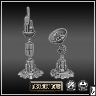 District 0012 - Radio Towers - SciFi Terrain - 3D Printed PLA Plastic - Sigmarite Boutique