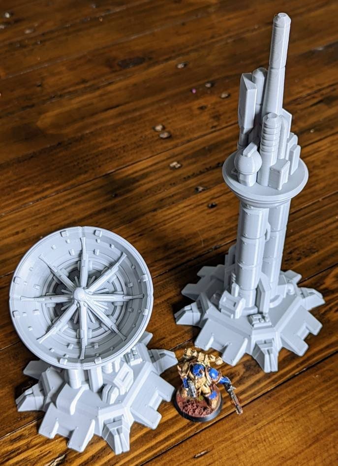 District 0012 - Radio Towers - SciFi Terrain - 3D Printed PLA Plastic - Sigmarite Boutique