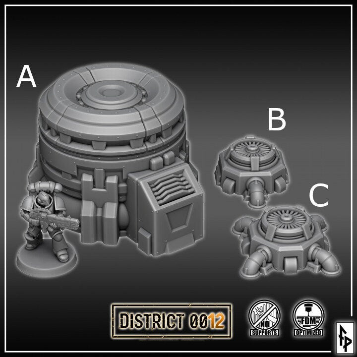 District 0012 - Turbines - SciFi Terrain - 3D Printed PLA Plastic - Sigmarite Boutique