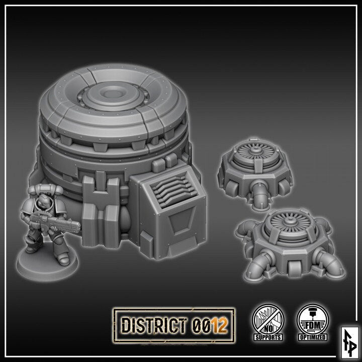 District 0012 - Turbines - SciFi Terrain - 3D Printed PLA Plastic - Sigmarite Boutique