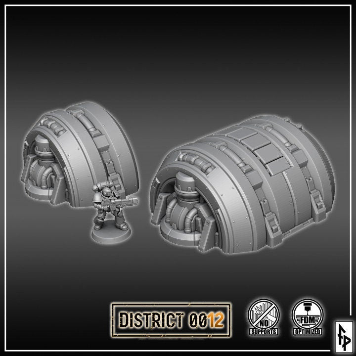 District 0012 - Turbo Generators - SciFi Terrain - 3D Printed PLA Plastic - Sigmarite Boutique