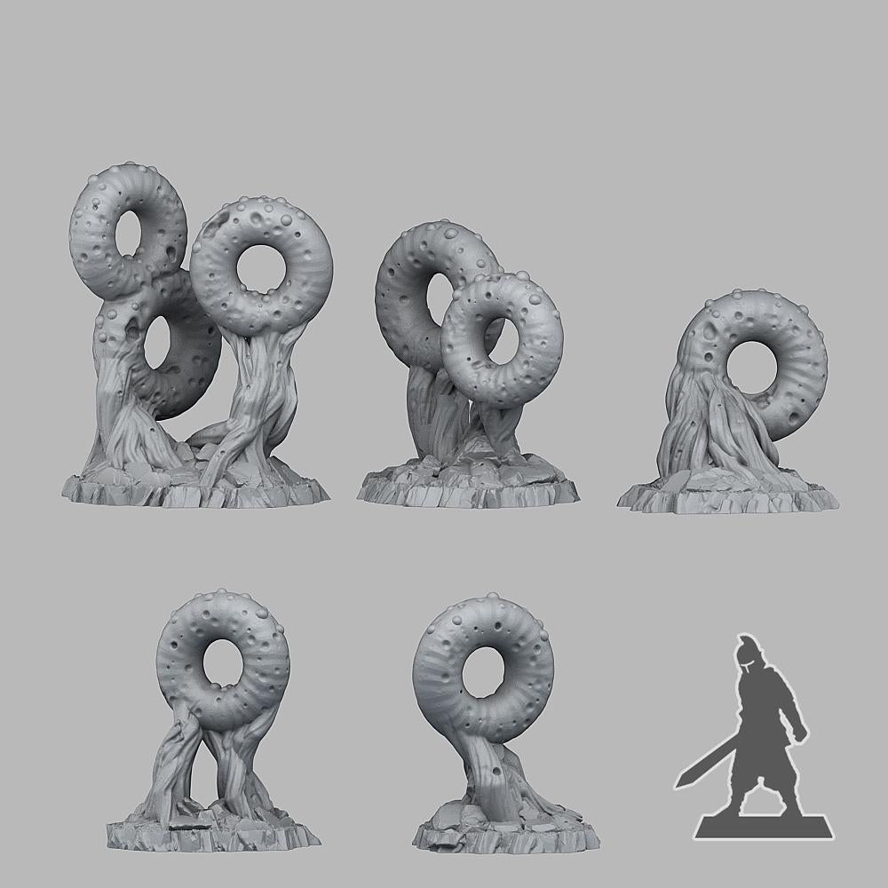 Donut Mushrooms - Alien Scatter Terrain for Sci Fi Wargaming & 28mm RPGs Resin Printed Terrain Set - Sigmarite Boutique