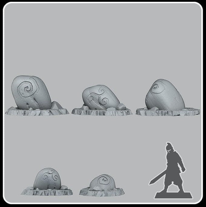 Druidic Giant Pebbles - Fantastic Plants and Rocks - Print Your Monsters - Sigmarite Boutique