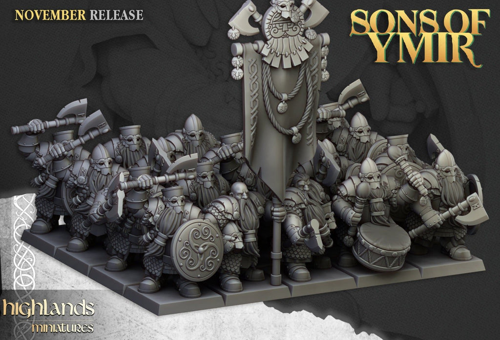Dwarf Huscarl - Sons of Ymir - Highlands Miniatures - Sigmarite Boutique
