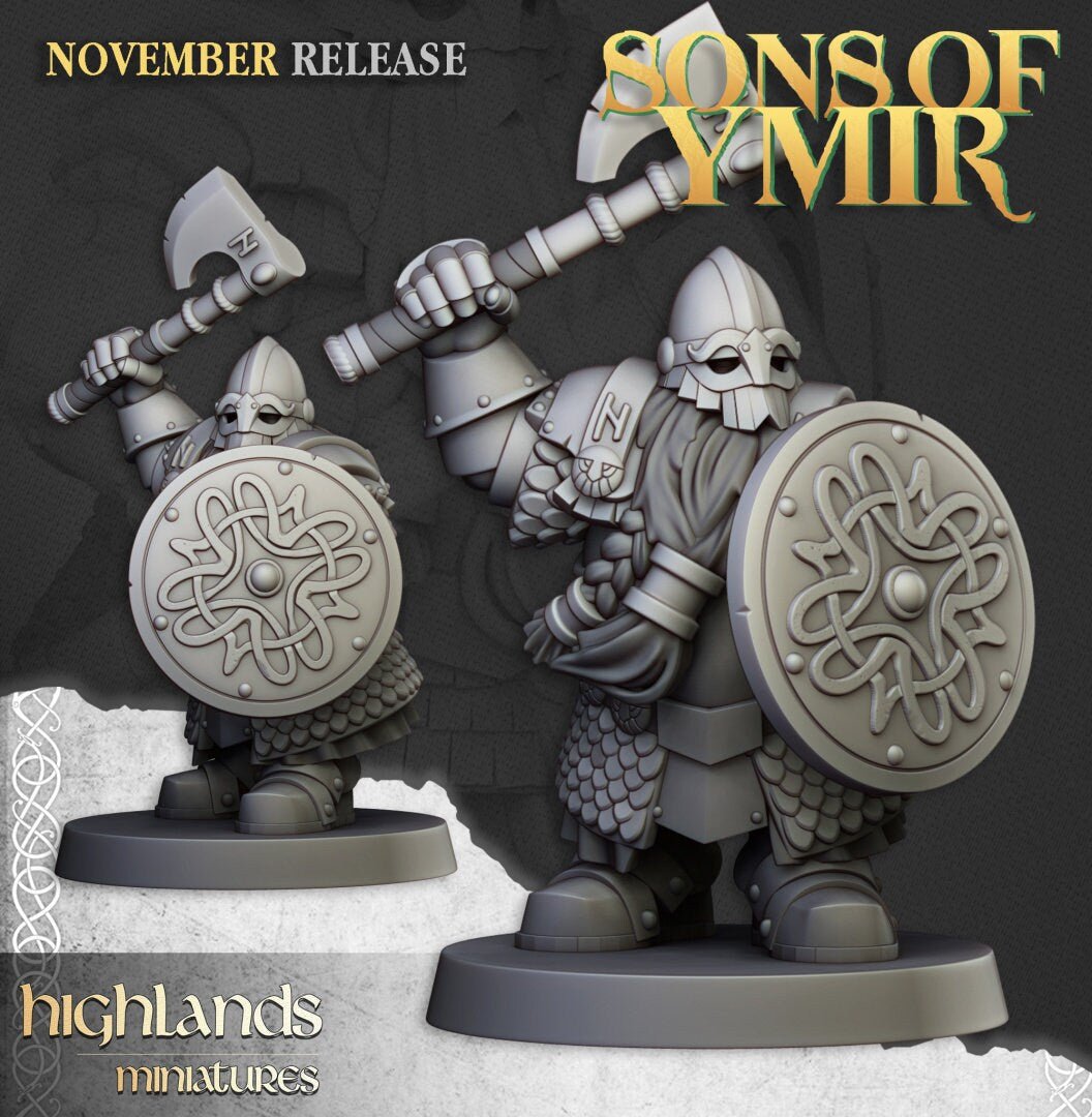 Dwarf Huscarl - Sons of Ymir - Highlands Miniatures - Sigmarite Boutique