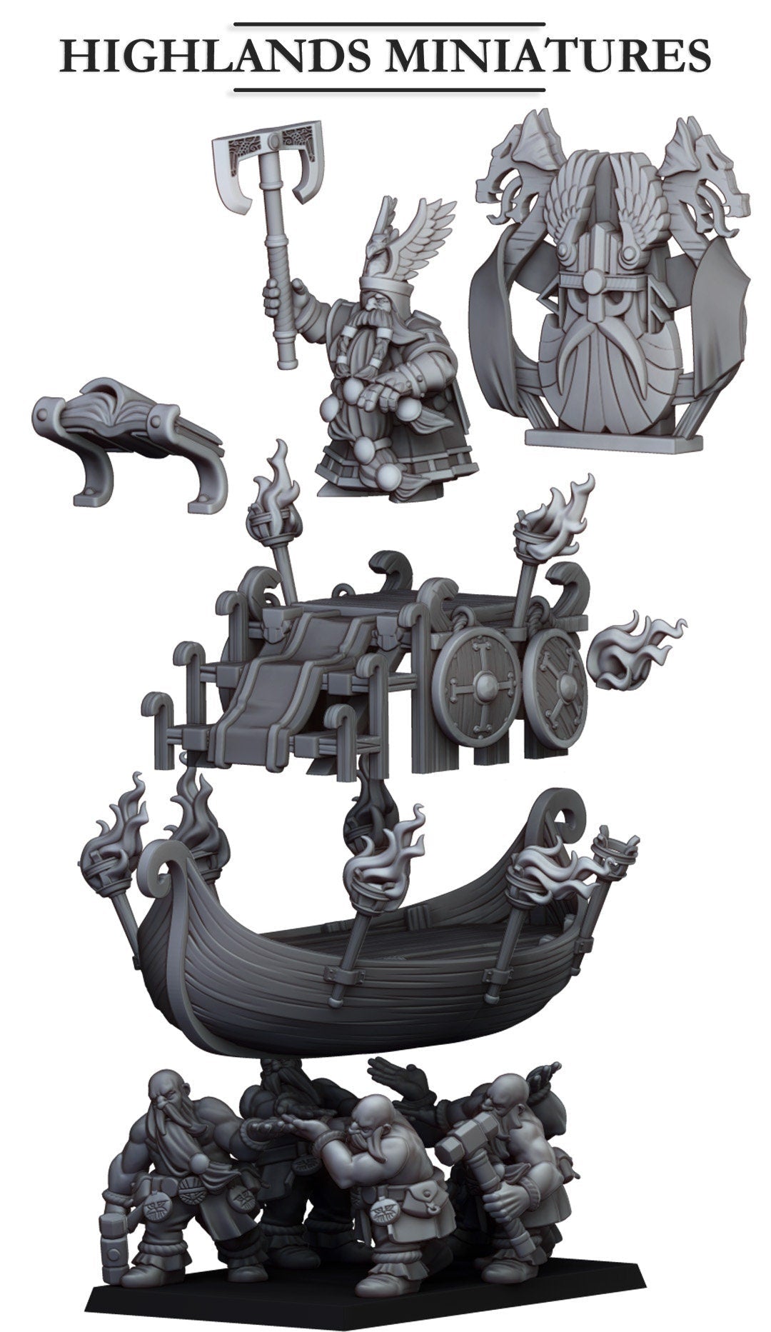 Dwarf King on Throne - Sons of Ymir - Highlands Miniatures - Sigmarite Boutique
