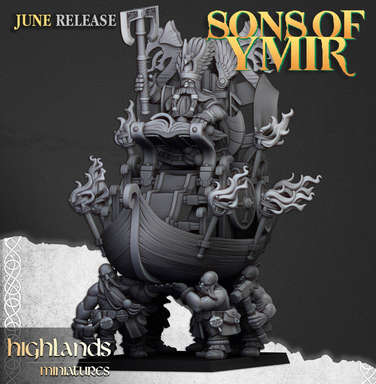 Dwarf King on Throne - Sons of Ymir - Highlands Miniatures - Sigmarite Boutique