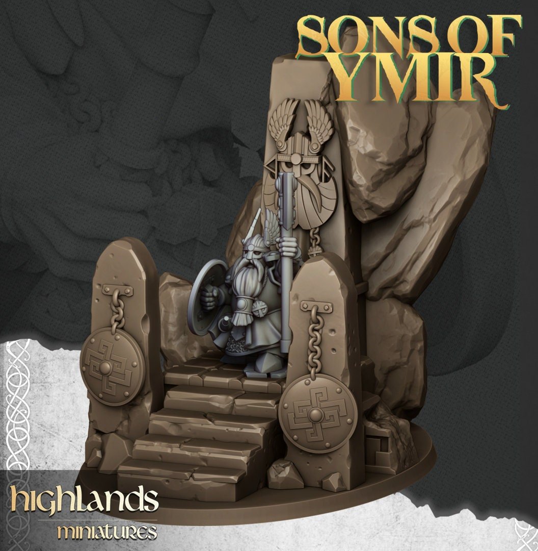 Dwarf Lord and Throne - Highlands Miniatures - Sigmarite Boutique
