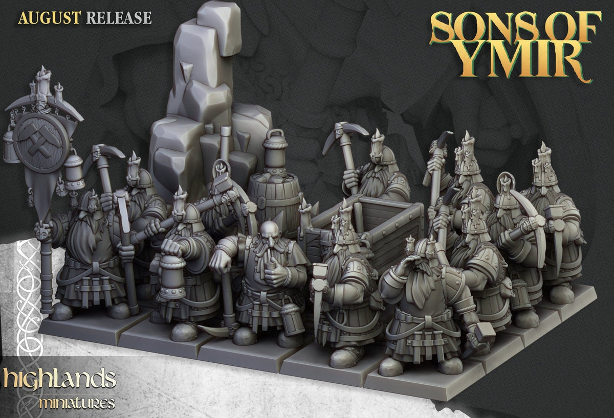 Dwarf Miners - Sons of Ymir - Highlands Miniatures - Sigmarite Boutique
