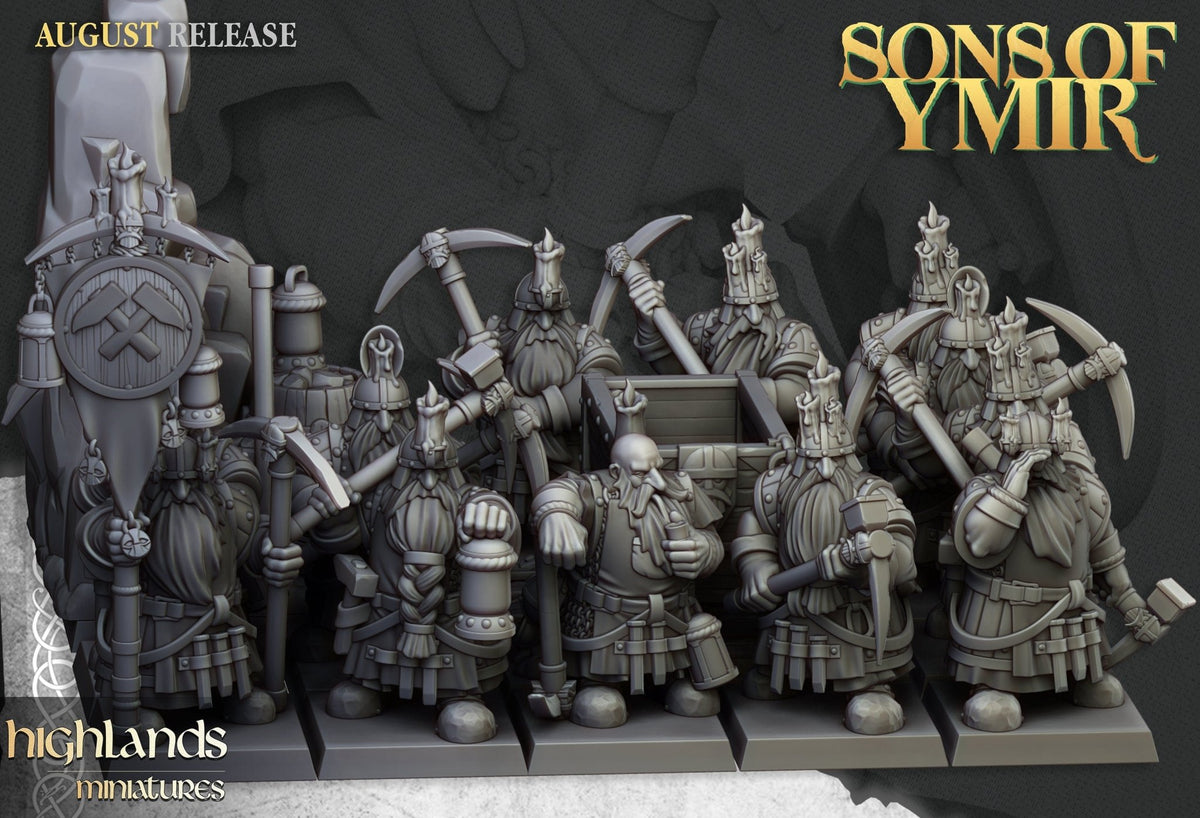 Dwarf Miners - Sons of Ymir - Highlands Miniatures - Sigmarite Boutique