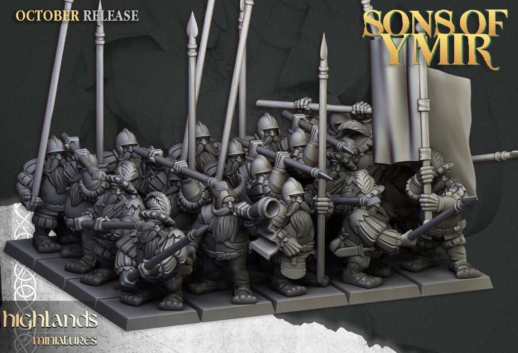 Dwarf Pikemen - Sons of Ymir - Highlands Miniatures - Sigmarite Boutique