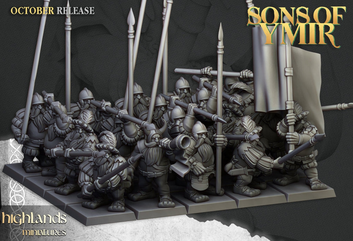 Dwarf Pikemen - Sons of Ymir - Highlands Miniatures - Sigmarite Boutique