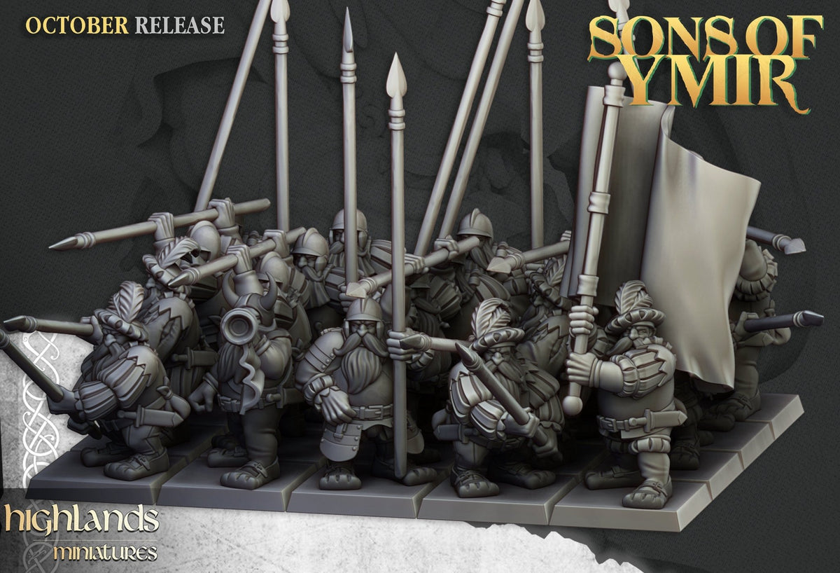 Dwarf Pikemen - Sons of Ymir - Highlands Miniatures - Sigmarite Boutique